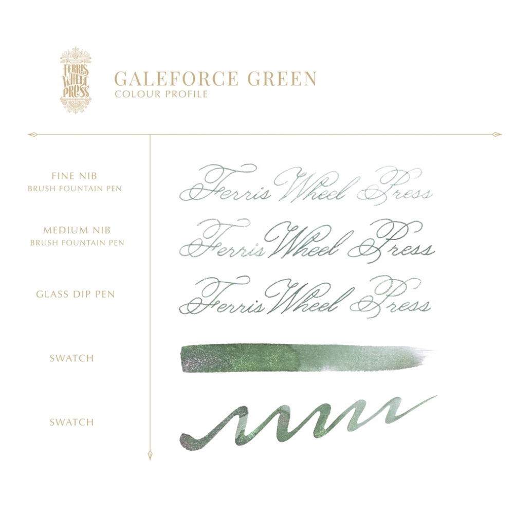 ⭐*NIB!* FerriTales | Galeforce Green 85ml Fountain Pen Ink by Ferris Wheel Press - Picture 3 of 5